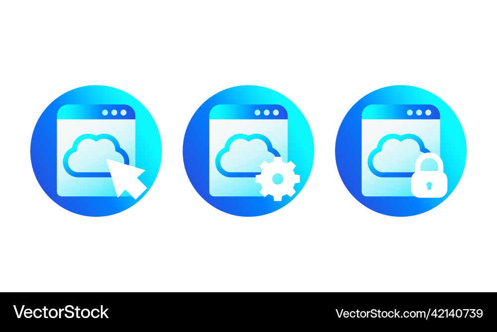 Cloud access icons for web and apps vector image