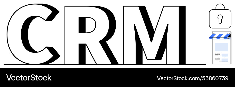 Crm concept with security lock and mobile Crm concept with security lock and mobile Vector Image