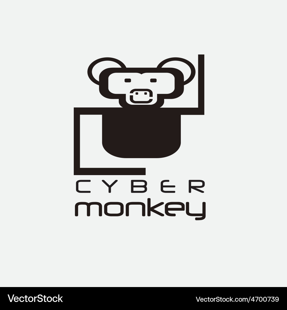 Cyber monkey computer shop design template vector image