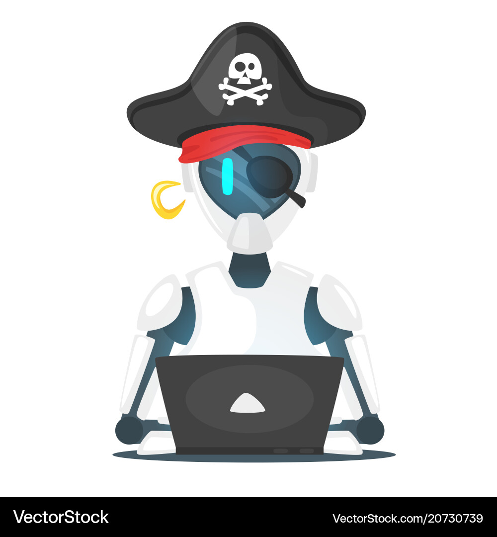 Cyber Pirate Robot Hacking vector image