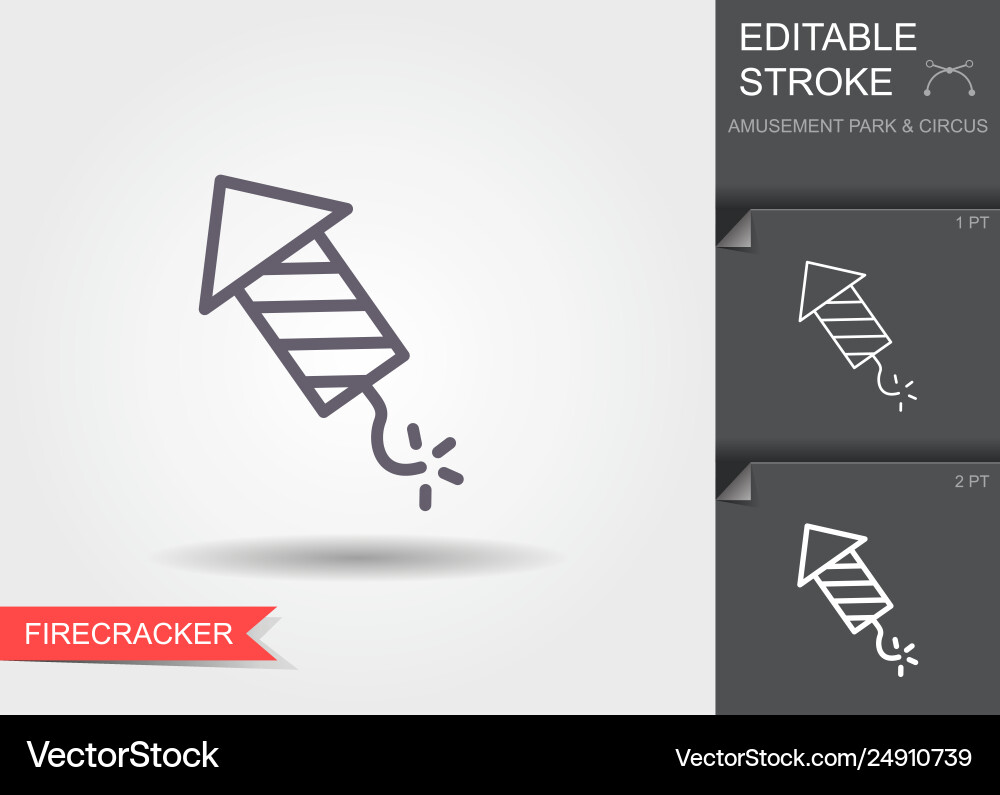 Firework rocket line icon with shadow Firework rocket line icon with shadow vector image