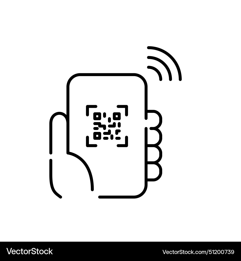 Hand holding smartphone scanning qr code with wi Hand holding smartphone scanning qr code with wi vector image