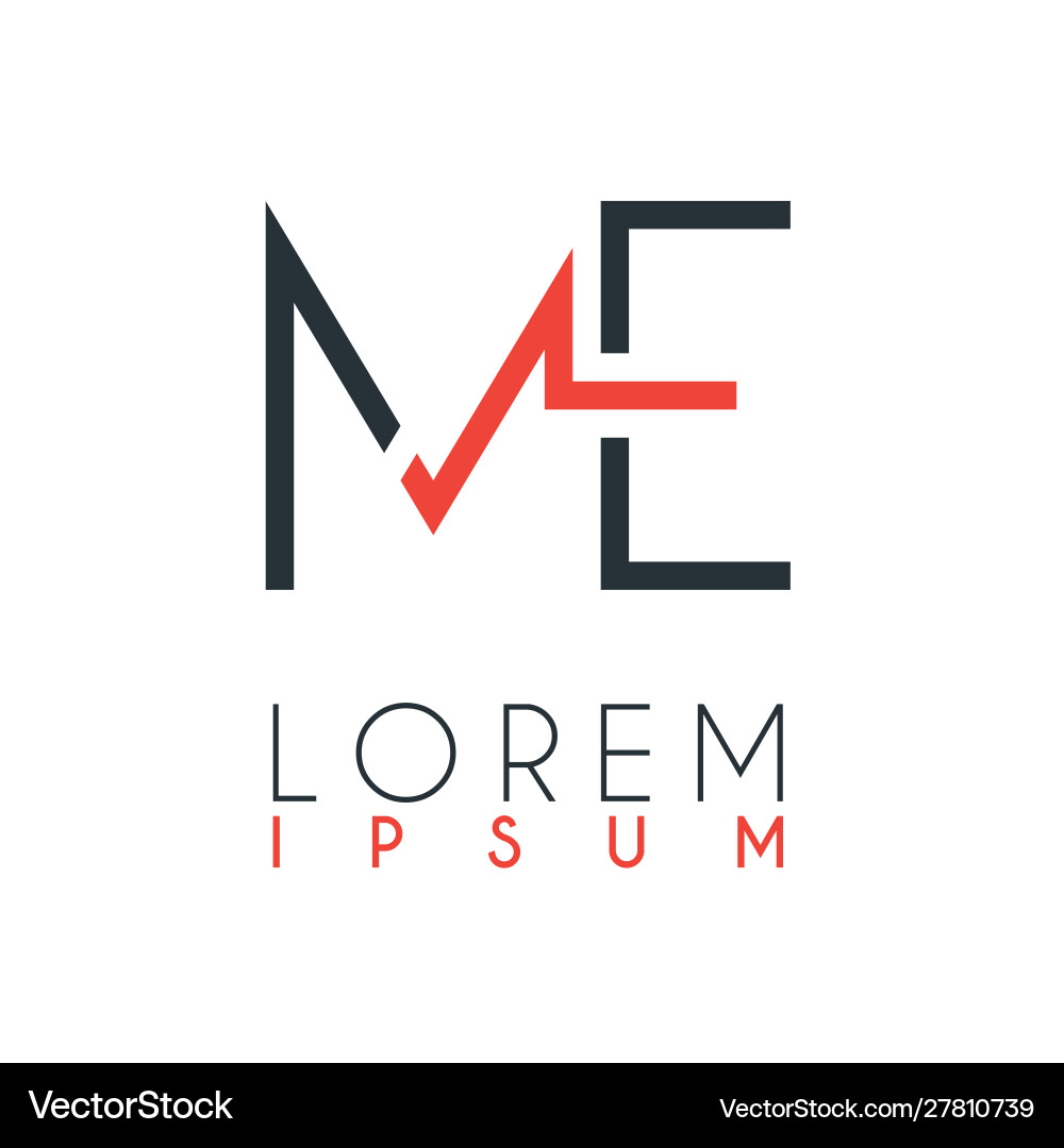Logo between letter m and e or me Logo between letter m and e or me vector image