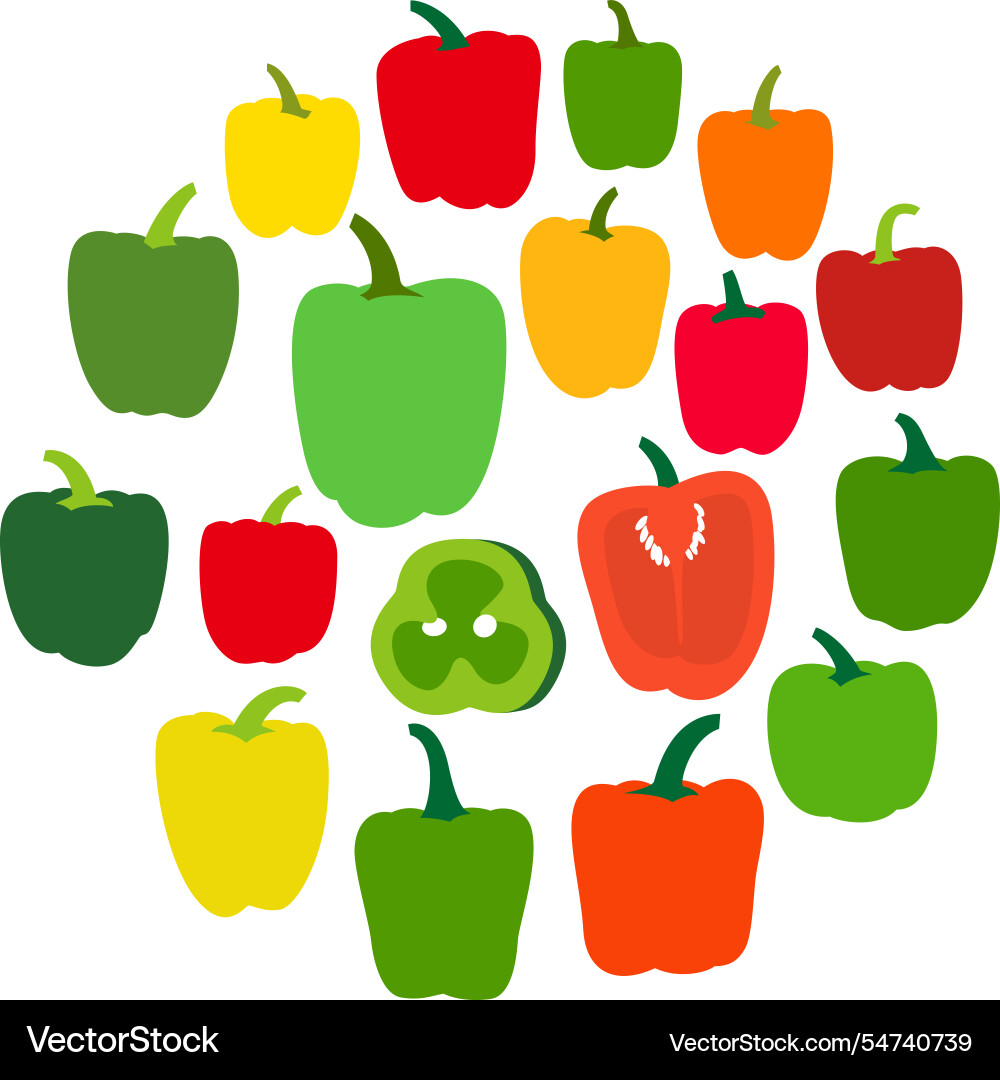 Many pepper icons combine into a circle pattern Many pepper icons combine into a circle pattern vector image