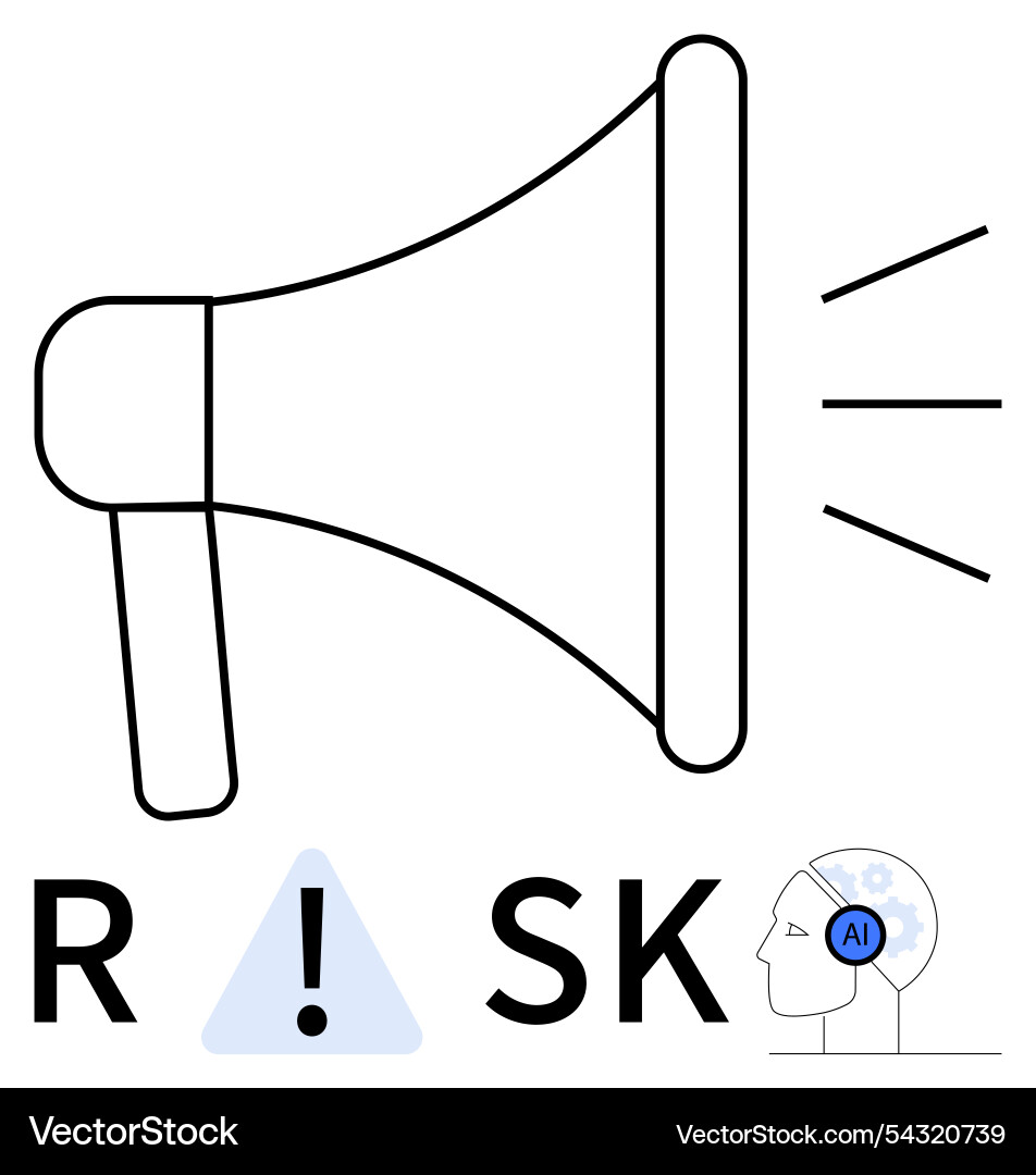 Megaphone alerting with ai brain icon vector image