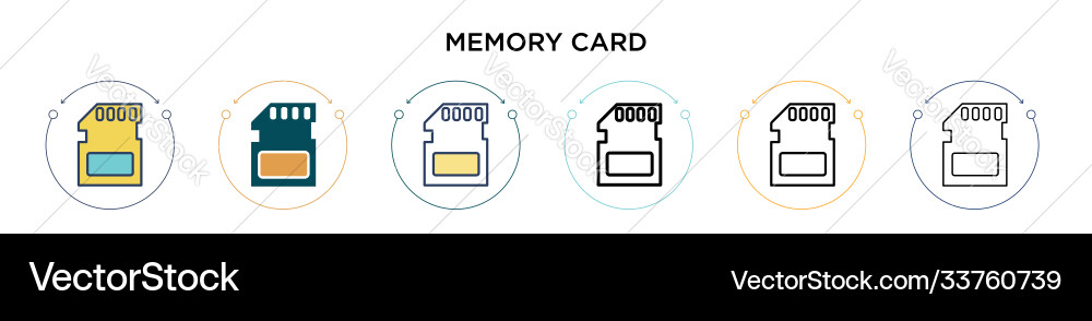 Memory card icon in filled thin line outline Memory card icon in filled thin line outline vector image