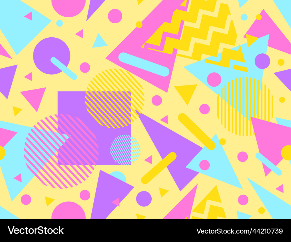 Seamless pattern with geometric shapes in 80s Seamless pattern with geometric shapes in 80s vector image