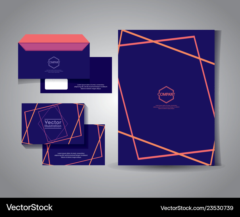 Set of business card with lines and envelope Set of business card with lines and envelope vector image