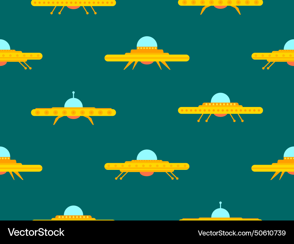 Ufo seamless pattern in flat style background Ufo seamless pattern in flat style background vector image