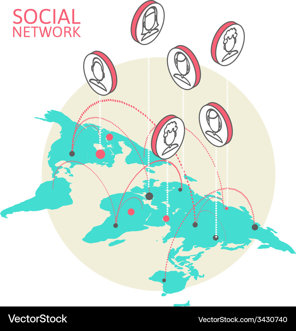 Conceptual image with social networks flat Vector Image