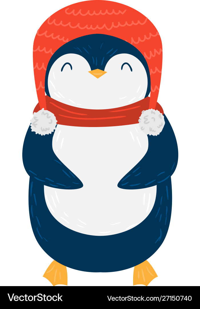 Cute penguin raster in flat cartoon Cute penguin raster in flat cartoon vector image