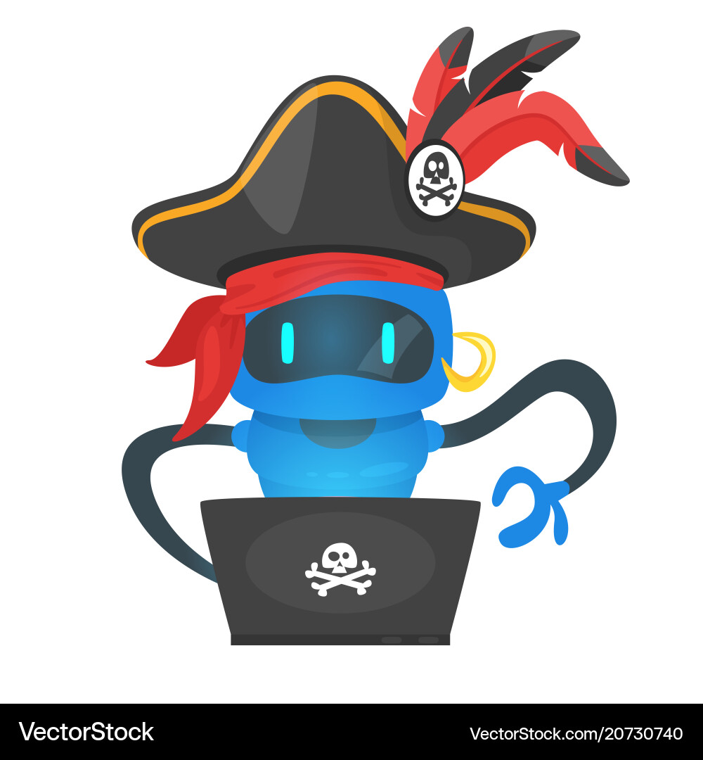 Cyber Pirate Robot Hacking vector image
