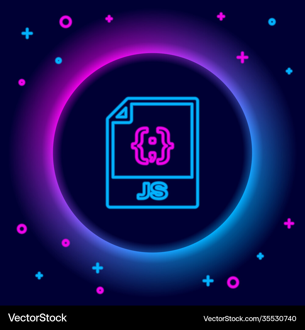Glowing neon line js file document download Glowing neon line js file document download vector image