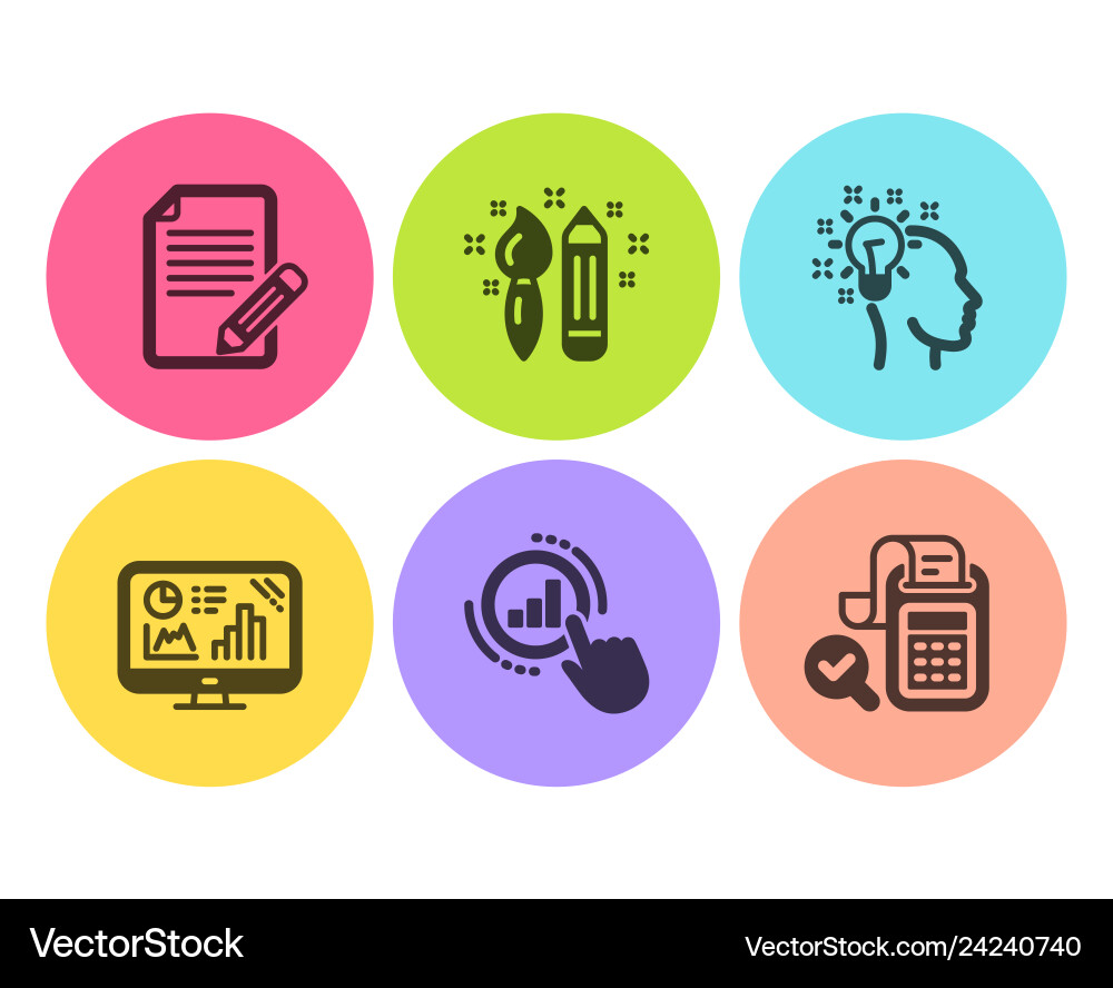 Graph chart idea and creativity icons set Graph chart idea and creativity icons set vector image