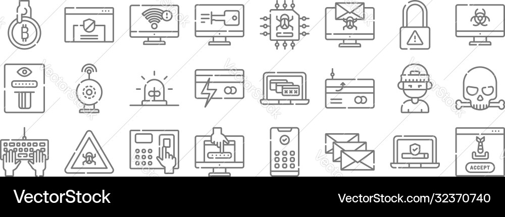 Hacker line icons linear set quality Hacker line icons linear set quality vector image