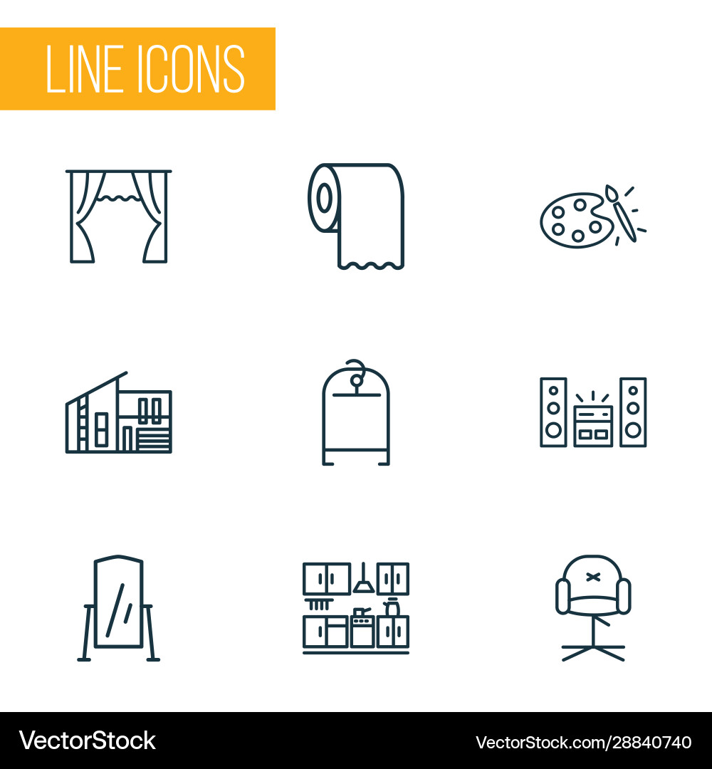 House icons line style set with sound system House icons line style set with sound system vector image