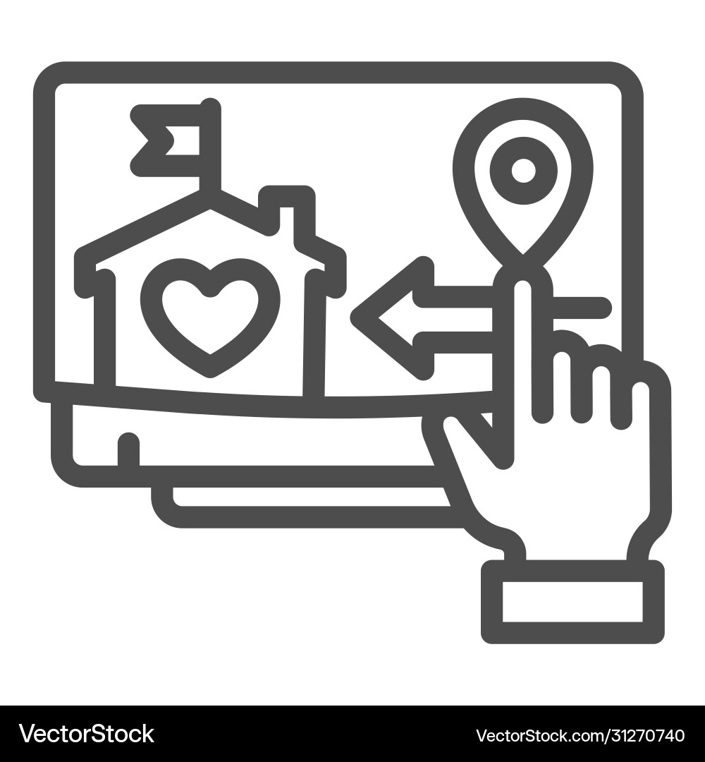 Monitor and hand pointer line icon smart home Monitor and hand pointer line icon smart home Vector Image