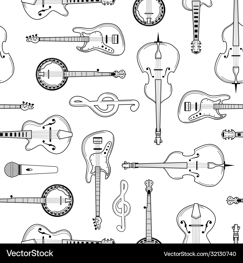 Musical Instruments Outline Pattern vector image