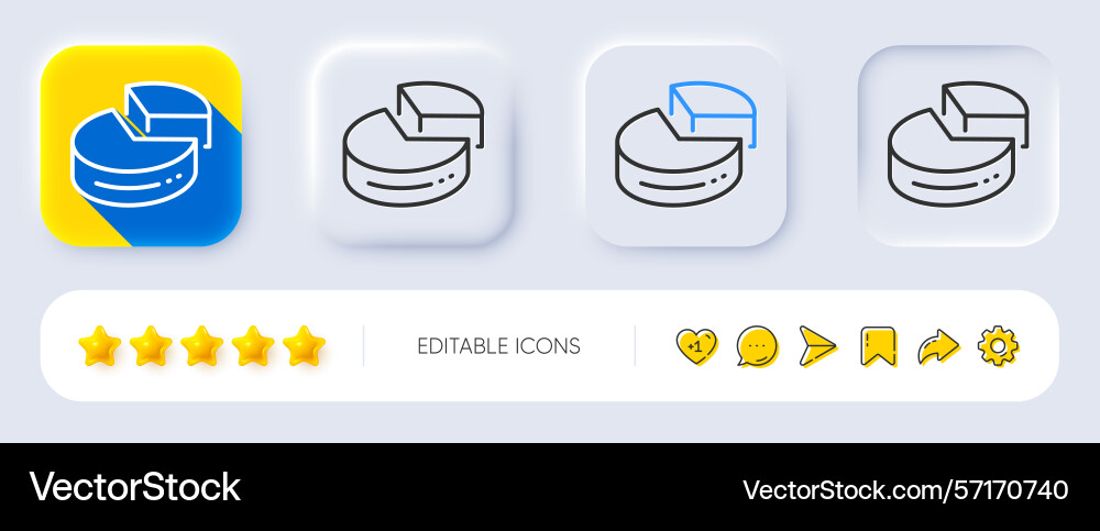 Pie chart line icon presentation 3d graph sign Pie chart line icon presentation 3d graph sign vector image