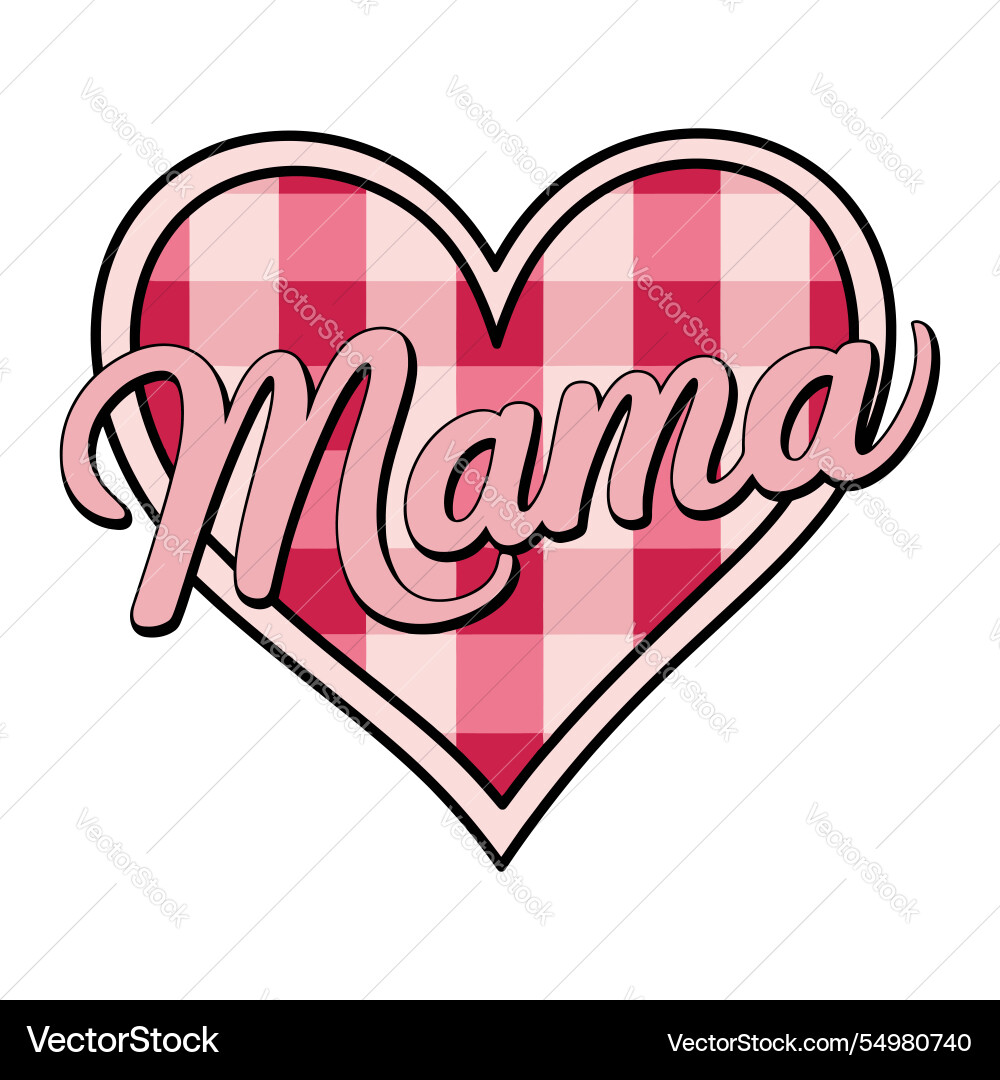 Pink plaid herz mama text Pink plaid herz mama text vektorbild