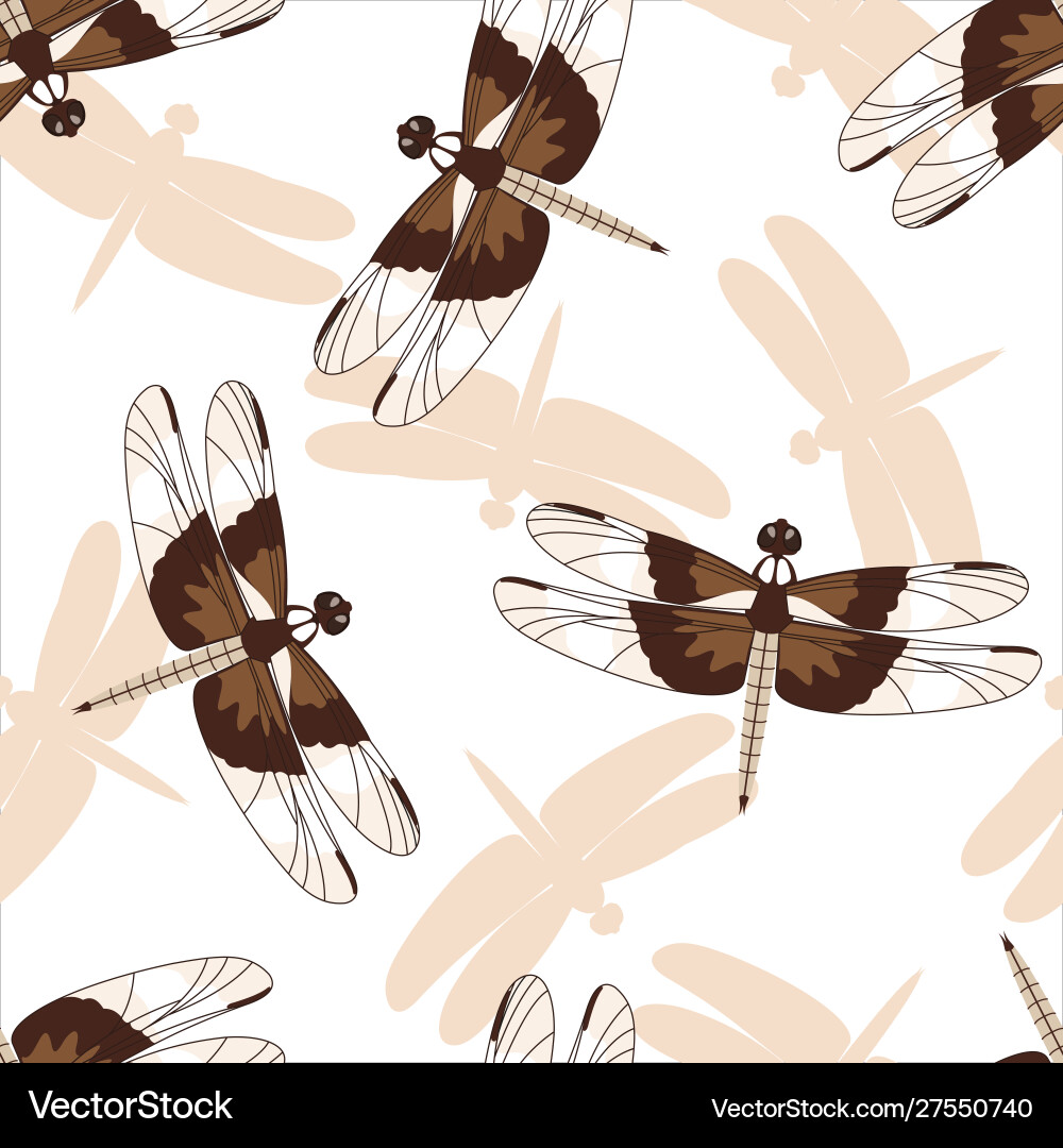 Seamless pattern with dragonflies isolated Vector Image