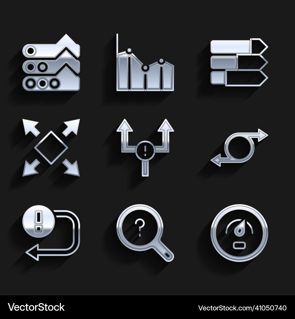 Set arrow unknown search digital speed meter Set arrow unknown search digital speed meter vector image