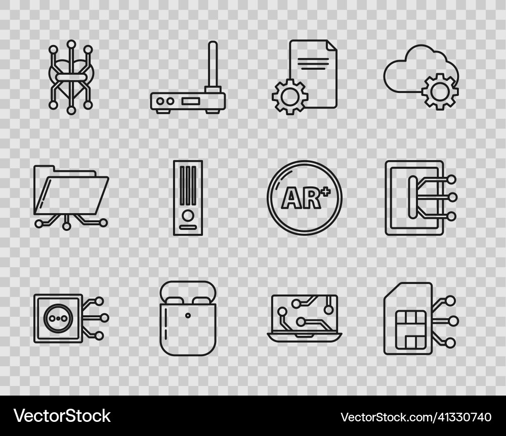 Set line remote control sim card file document Set line remote control sim card file document vector image