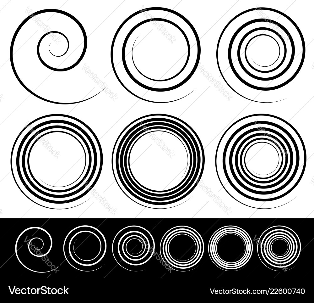 Set of 6 abstract spiral element vector image