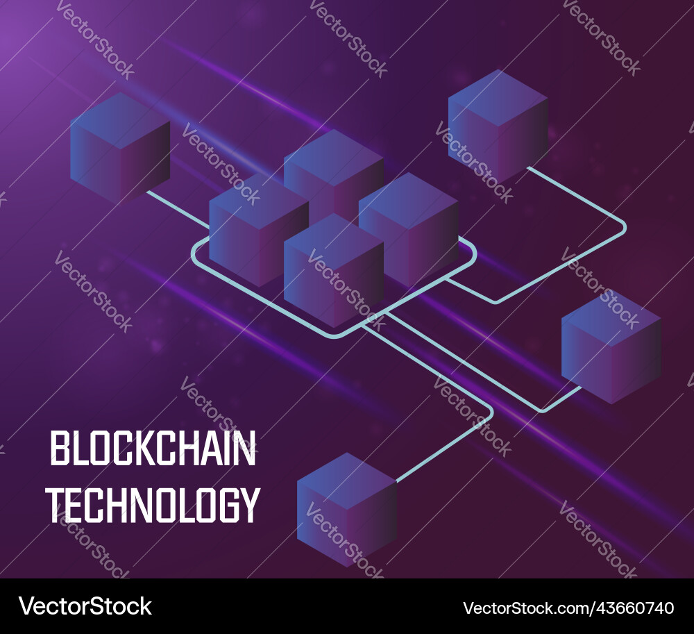 Smart blockchain technology background connected vector image