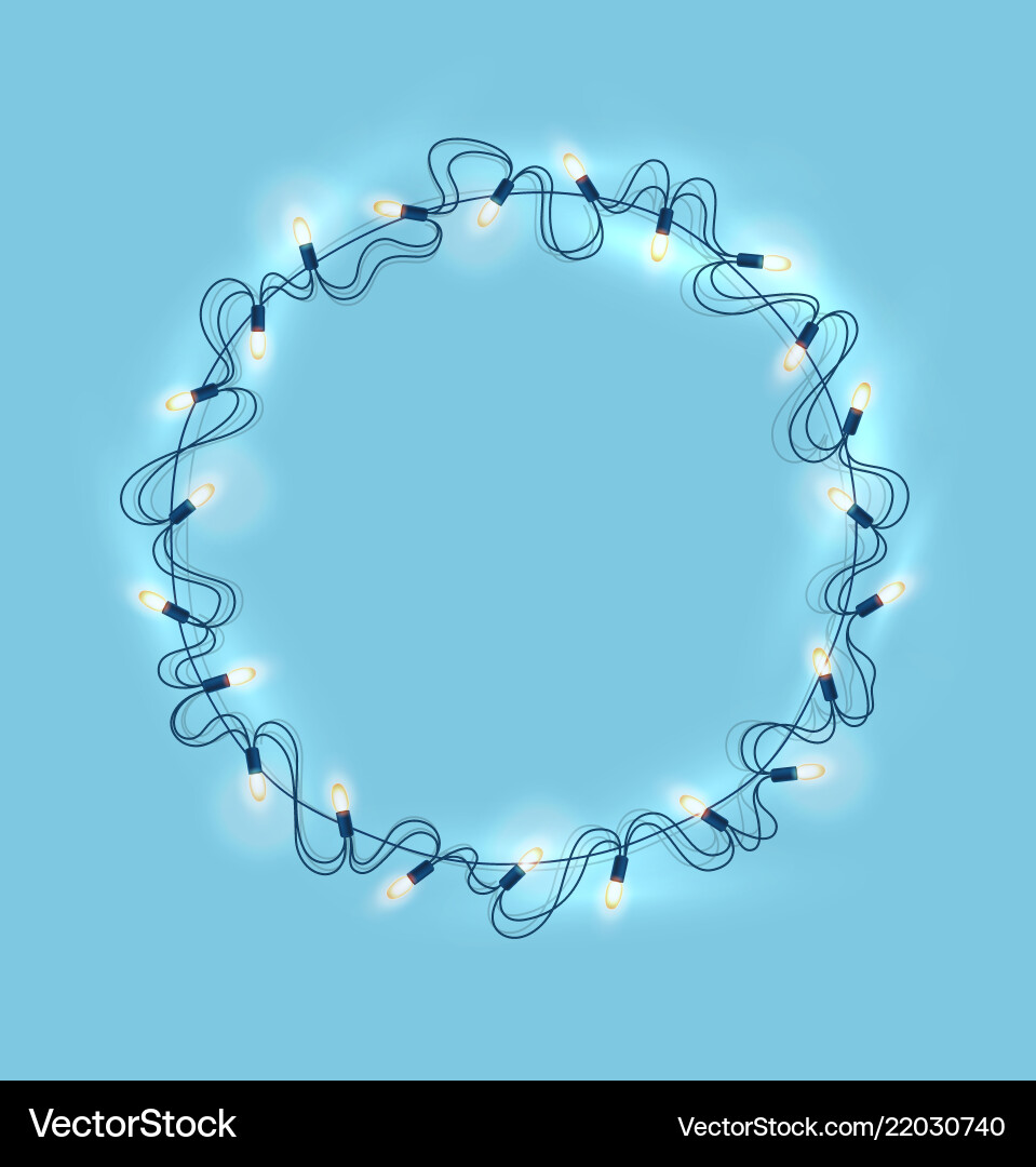 Weihnachtslicht realistische Girlande auf blau Weihnachtslicht realistische Girlande auf blau vektorbild