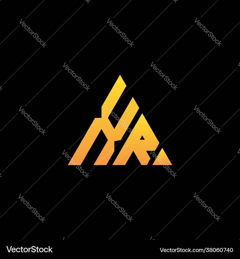 X r monogram initial logo with a yellow triangle X r monogram initial logo with a yellow triangle Vector Image