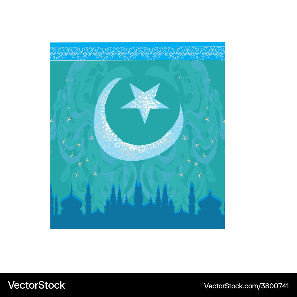 Artistic pattern background with moon and mosque vector image