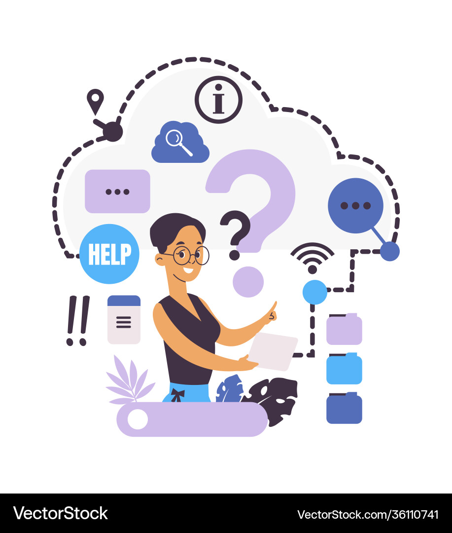 Ask questions online support searching Ask questions online support searching vector image