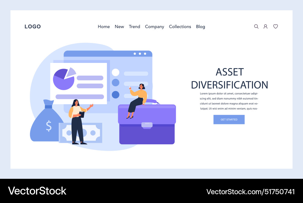 Asset diversification web or landing displaying Asset diversification web or landing displaying vector image