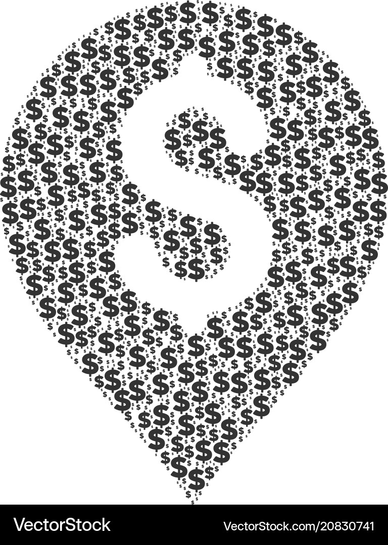 Banking map marker composition of dollar and dots Banking map marker composition of dollar and dots vector image