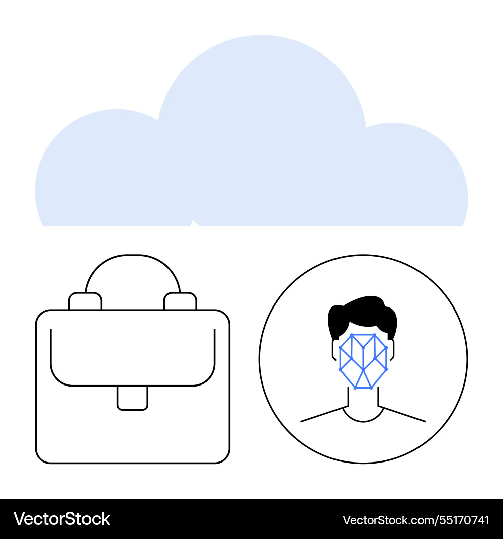 Cloud integration with face recognition Cloud integration with face recognition vector image