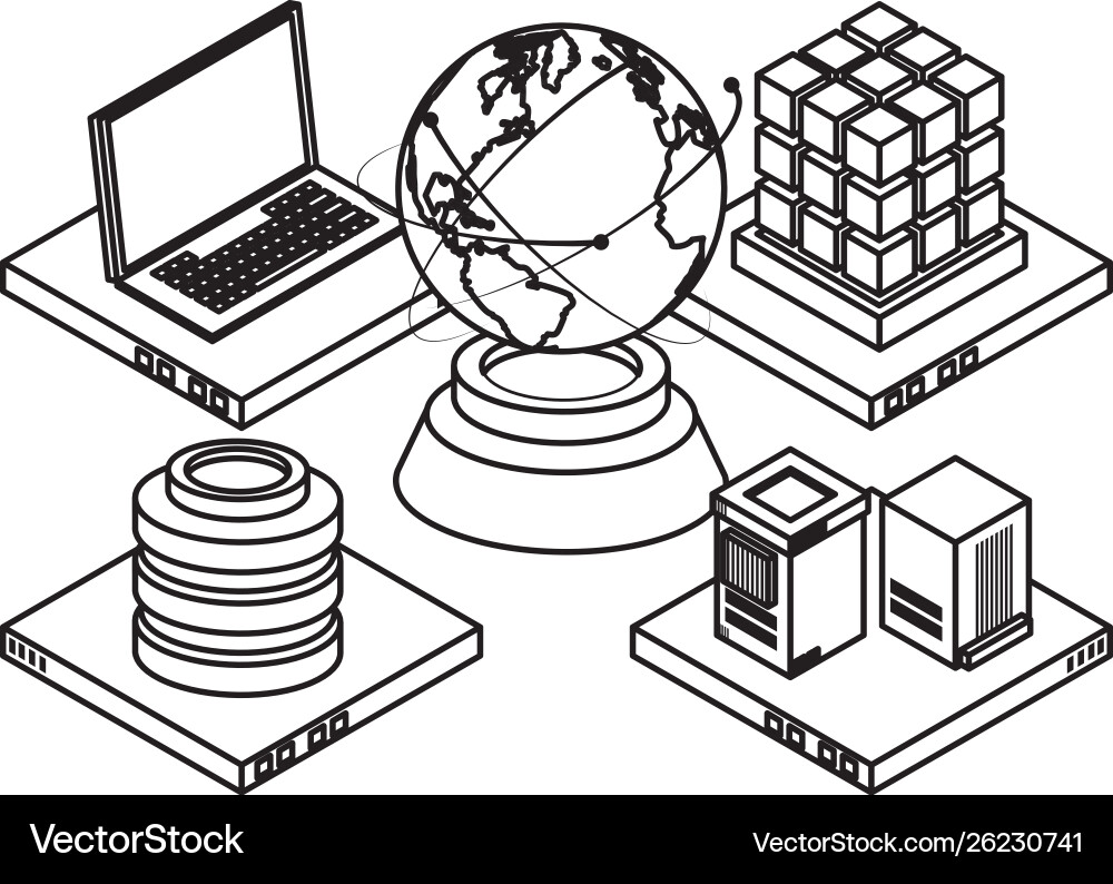 Computing global technology and networking Computing global technology and networking Vector Image