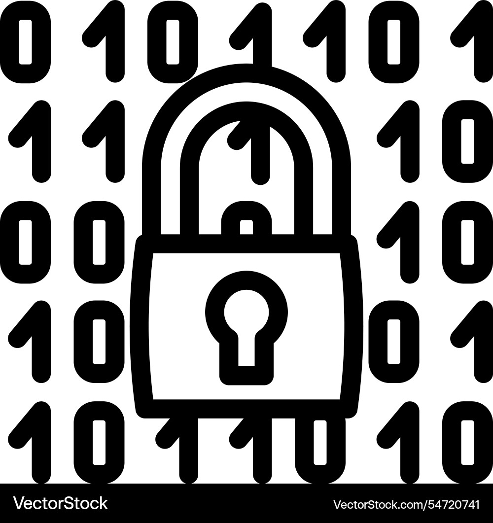 Encryption lock line icon Encryption lock line icon vector image