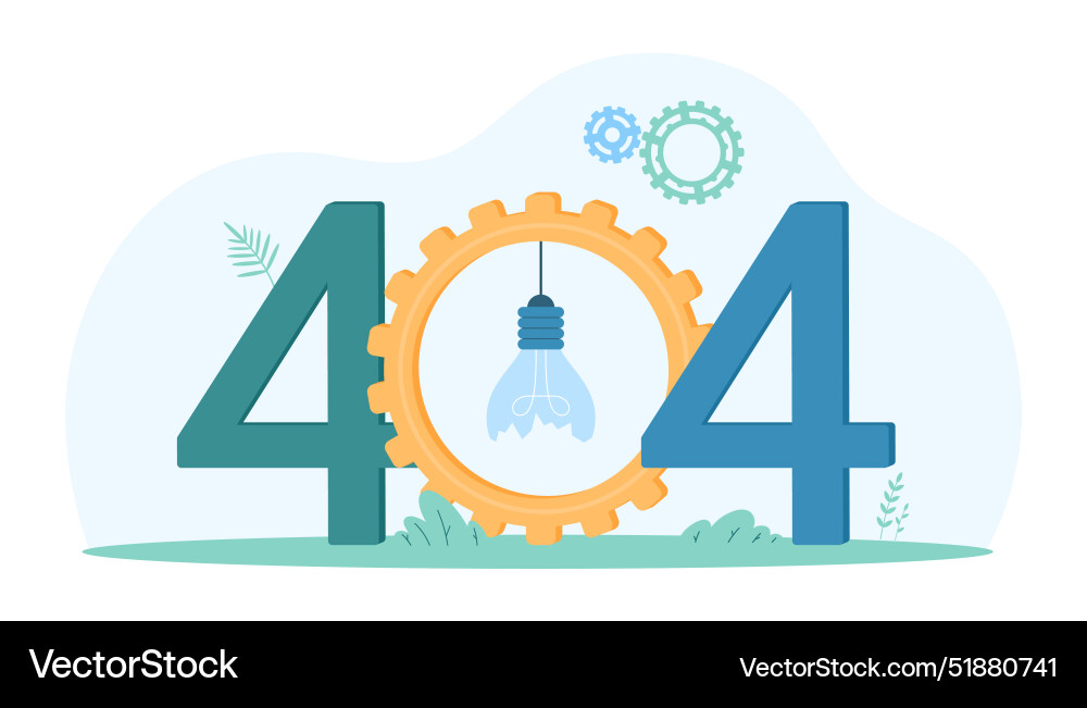Error 404 page not found with broken lightbulb Vector Image