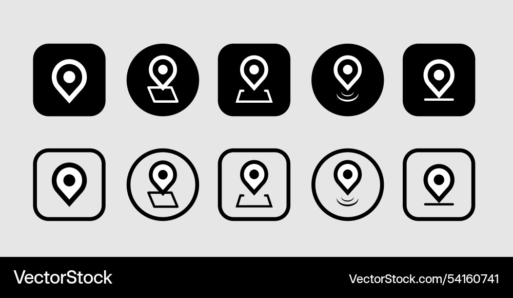 Flat design pin map icon set navigation location vector image