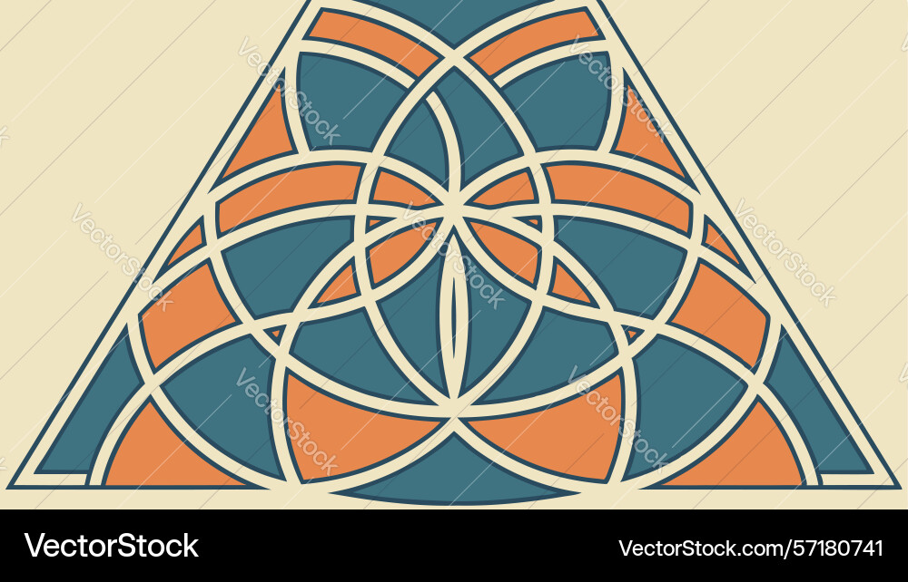 Geometric triangle with intricate circular vector image