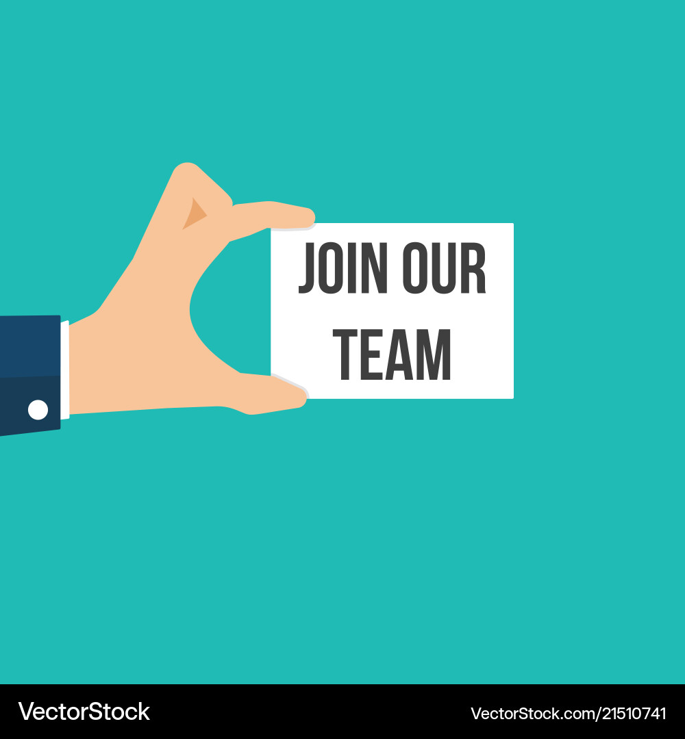 Man showing paper join our team Man showing paper join our team vector image