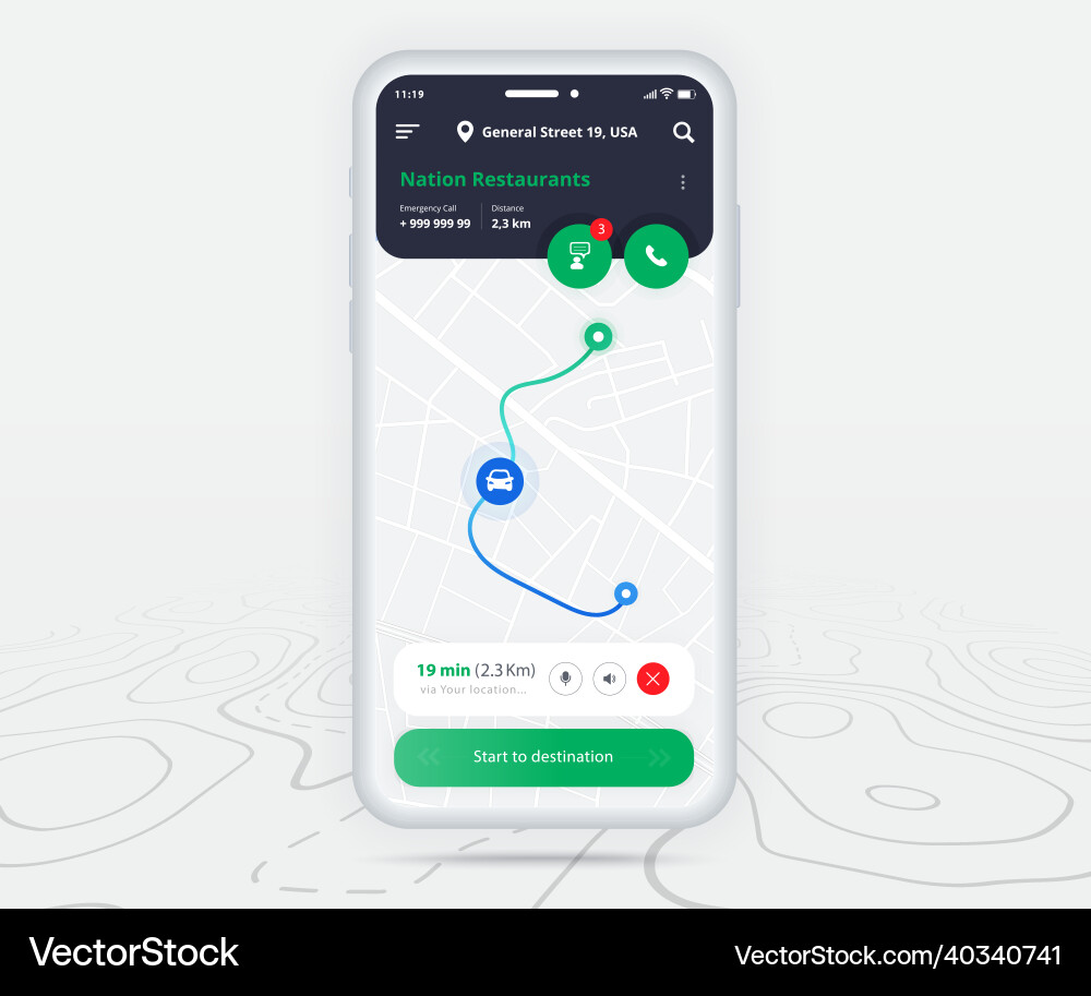Map gps navigation ux ui concept smartphone Map gps navigation ux ui concept smartphone vector image