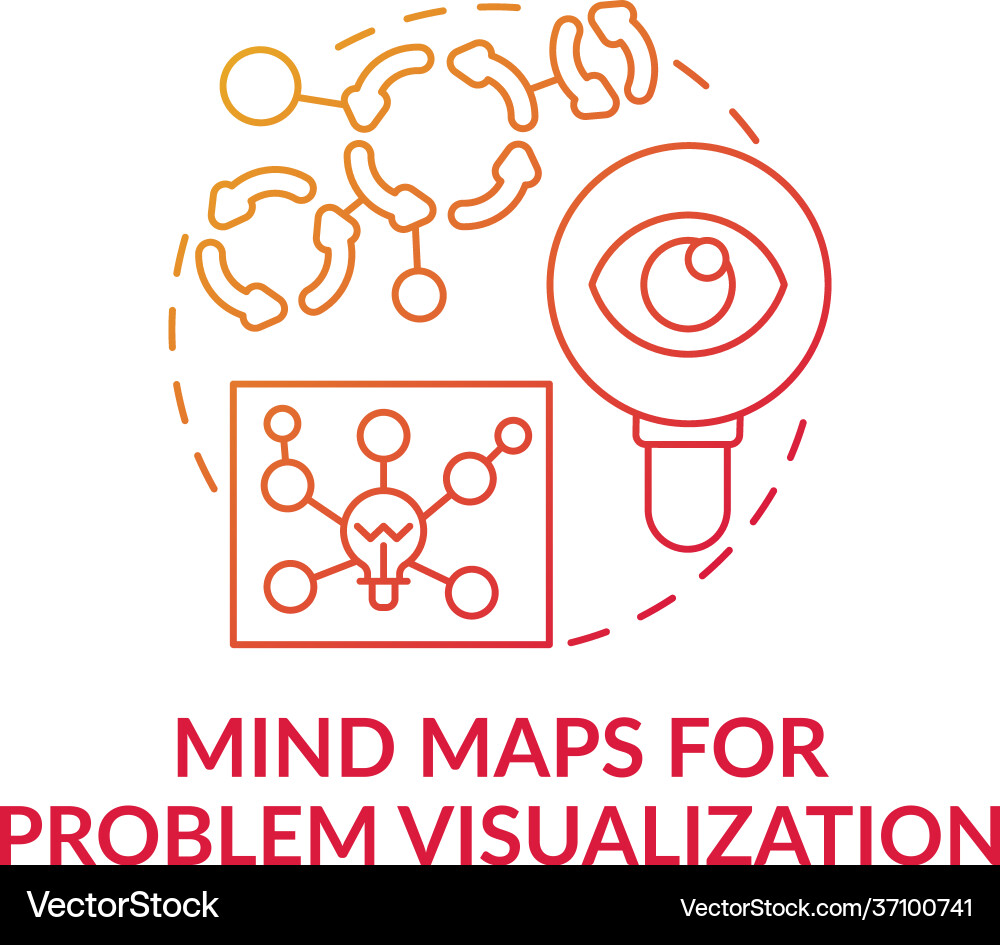 Mind maps for problem visualization red gradient vector image