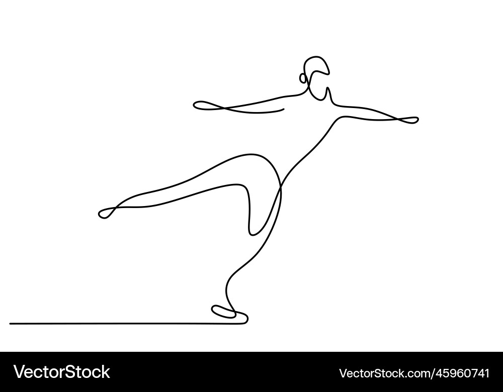 One continuous line drawing of figure skating guy One continuous line drawing of figure skating guy vector image