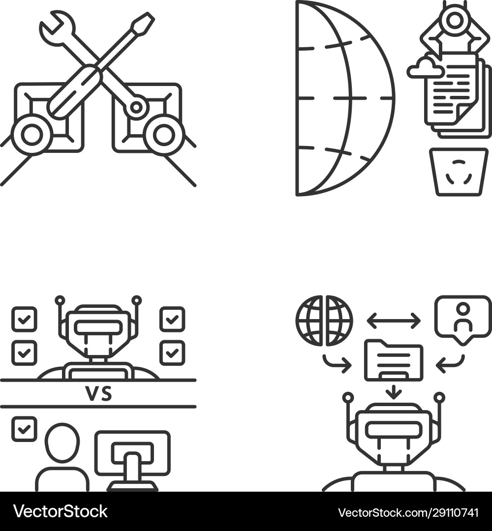 RPA Automation Icons Set Vector Image