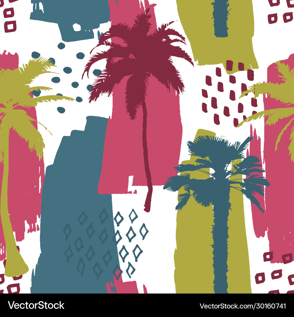 Seamless exotic trendy pattern with palm trees Vector Image