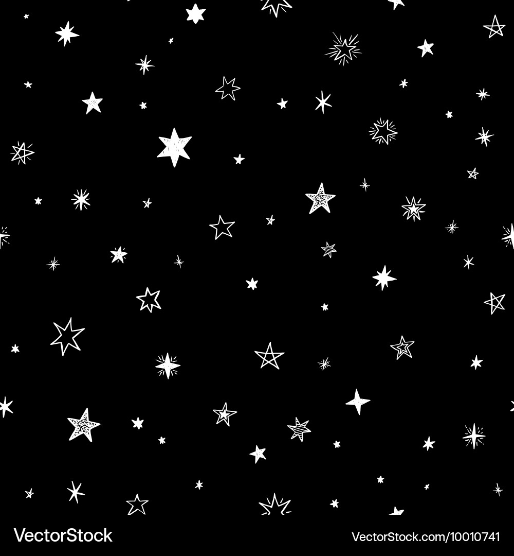 Seamless pattern with handdrawn stars Vector Image