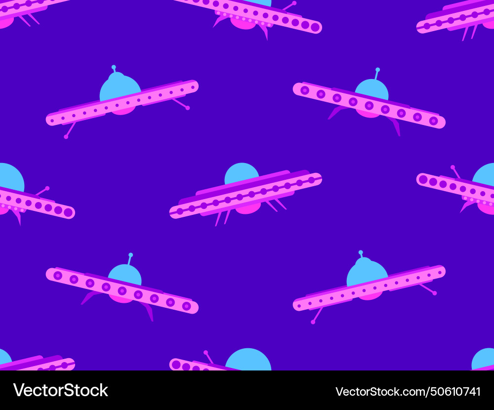 Seamless pattern with ufo in flat style Seamless pattern with ufo in flat style vector image