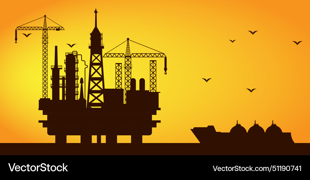 Silhouette der Ölgasindustrie mit Chemie Silhouette der Ölgasindustrie mit Chemie vektorbild